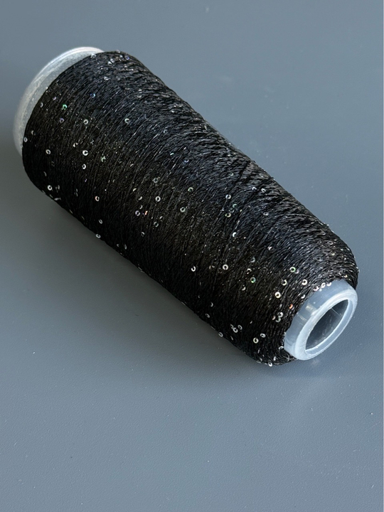Пряжа Siyue Lurex Sequins пайтка 1,5 мм (14/черный, голография), 1800м/50гр