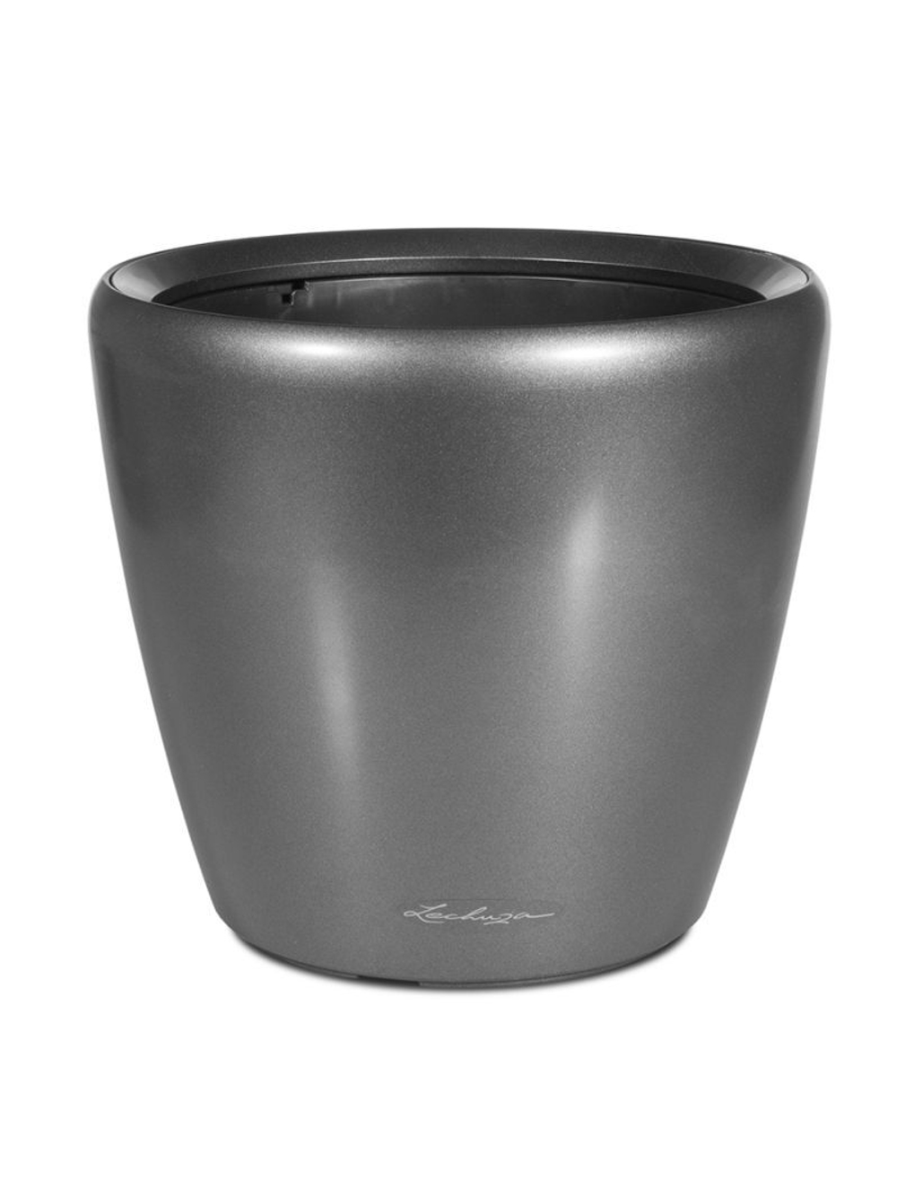 Кашпо Lechuza "Classico LS Complete charcoal metallic" (пластик), D35xH33 см
