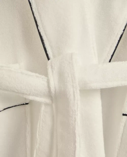 ZARA HOME БАННЫЙ ХАЛАТ С ОКАНТОВКОЙ, ЧЕРНЫЙ