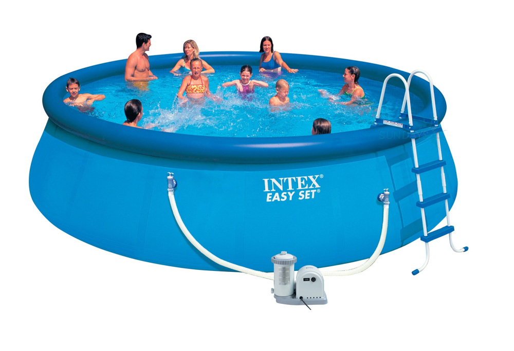 Бассейн надувной Intex Easy Set 549х122 см + фильтр-насос 5678 л/ч, лестница, тент, подстилка (26176)