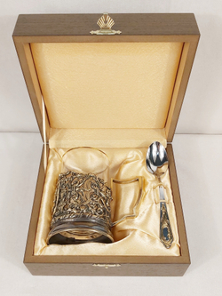 Подстаканник литье Юбилей 70 лет в подарочном футляре