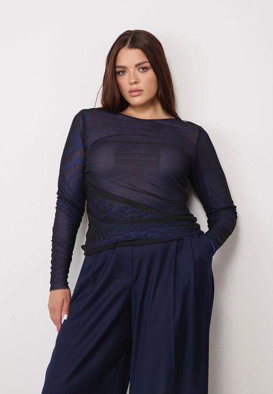 Лонгслив из сетки, синий
