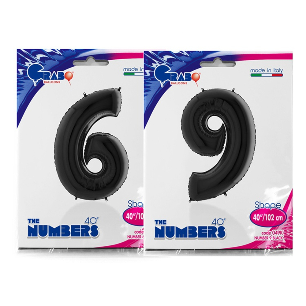 Шар фольгированный Цифра 6 101 см (Черный)