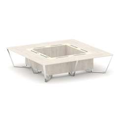 Steel Meet Стол переговорный квадратный MM-PR.B.SP-16K Денвер Светлый/Ваниль Глянец/Нержавеющая Стал