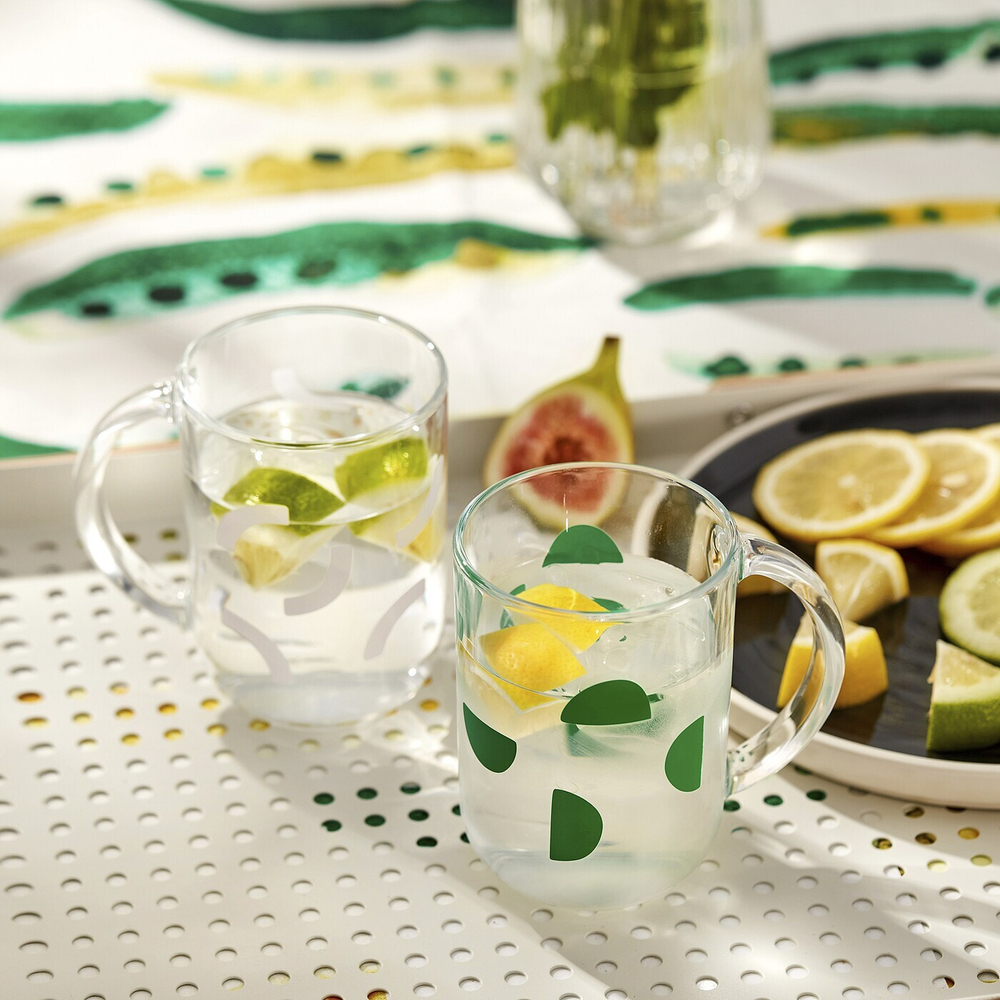 Набор кружек IKEA SKEDSTOR, Зеленый, Белый, Стекло, 300 мл, 2 шт