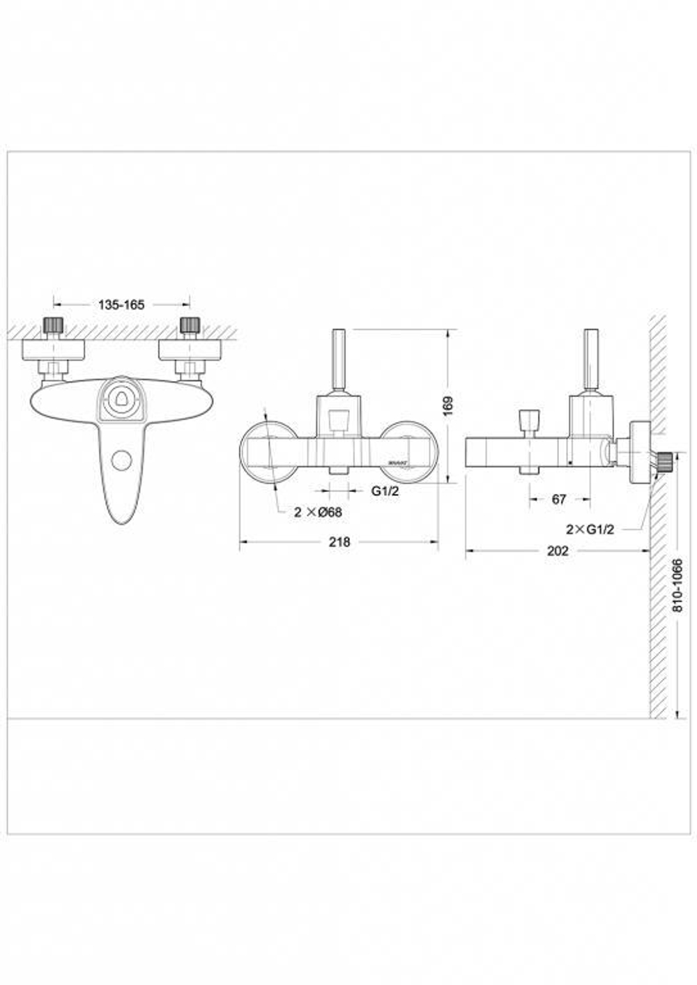 Смеситель для ванны с коротким изливом Bravat Spring