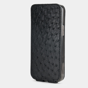 Чехол кожаный для iPhone 12 Mini черного цвета