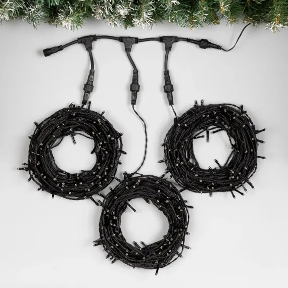 Гирлянда Клип-лайт 3 нити по 20 м., IP44, УМС, 399 теплых LED, 8 режимов, 24 В, Luazon Lighting (5167230)