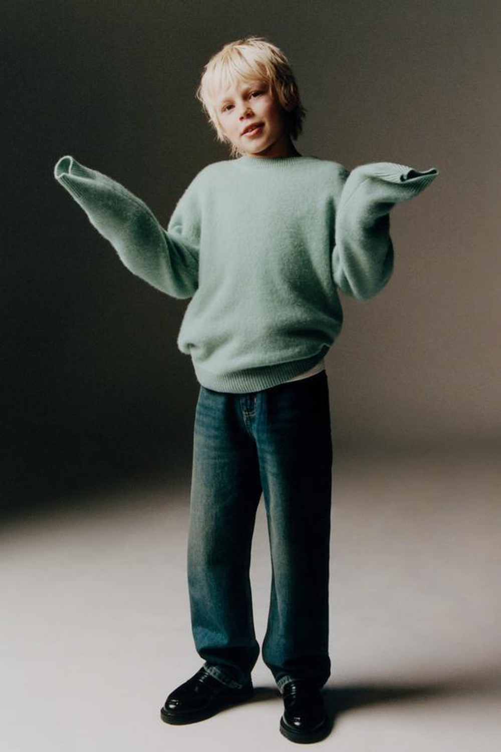 ZARA СВИТЕР ИЗ 100% КАШЕМИРА, ЗЕЛЕНЫЙ