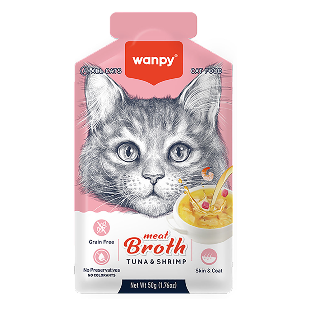 Wanpy Cat Пауч для кошек "Бульон" с тунцом и креветкой 50 г