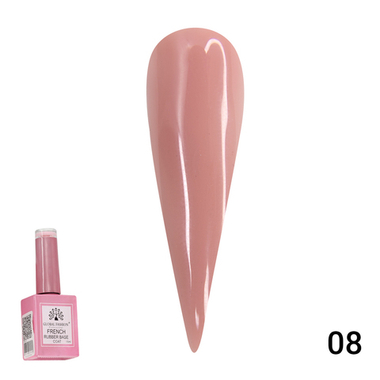 Каучуковая база для гель лака френч, Rubber Base Coat French, 15 мл., Global Fashion 08