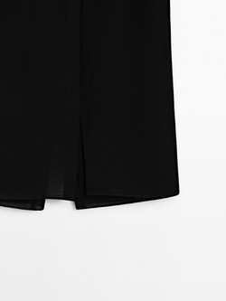 Massimo Dutti Длинная юбка-шорты из смесового льна, черный