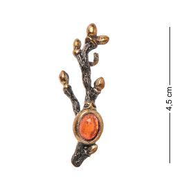 AM-2083 Брошь «Весеннее пробуждение» (латунь, янтарь)