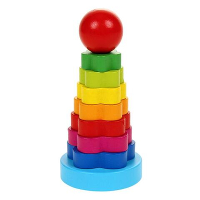 Пирамидка дер. "Цветочек" 7 колец+ основание, C-41693