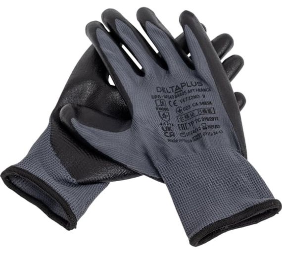 Перчатки полиэстеровые с покрытием из вспененного нитрила Delta Plus VE722NO09