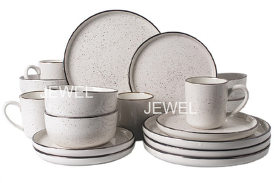 Сервиз столовый 16 предметов JEWEL ГЛОРИЯ (в комплекте салатник 15.4 см, тарелка 27 см, тарелка 21 см, кружка 400 мл) керамика