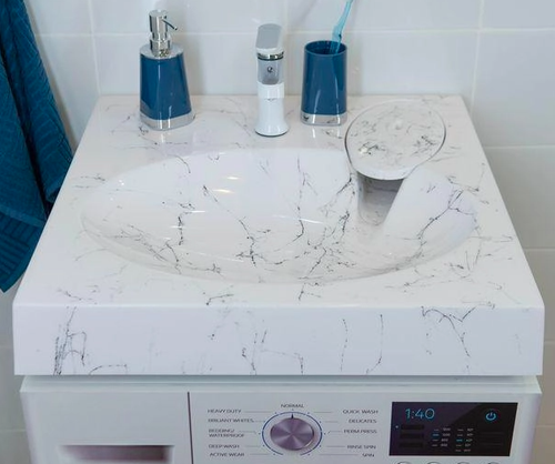 Раковина МЕЙ 60, Белый мрамор, с кронш. 60х60 5226600-1-БМ