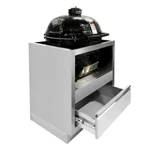 Тумба-основание для овальных керамических грилей Primo XL и Oval 300 Family с выдвижным ящиком, нержавеющая сталь, 90x82х61 см, Ontario, KuhniGrill