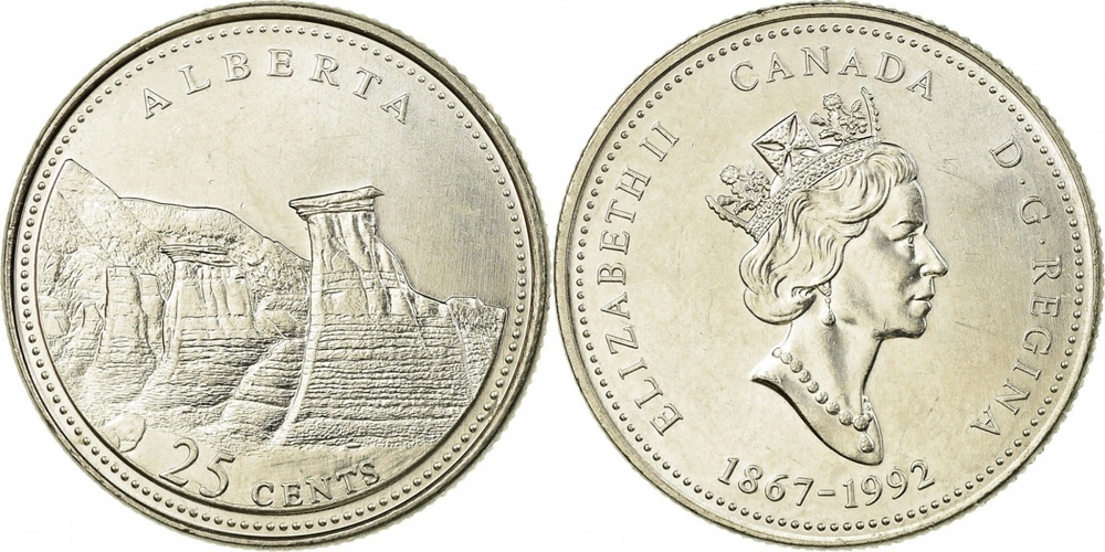 Канада 25 центов, 1992 Альберта