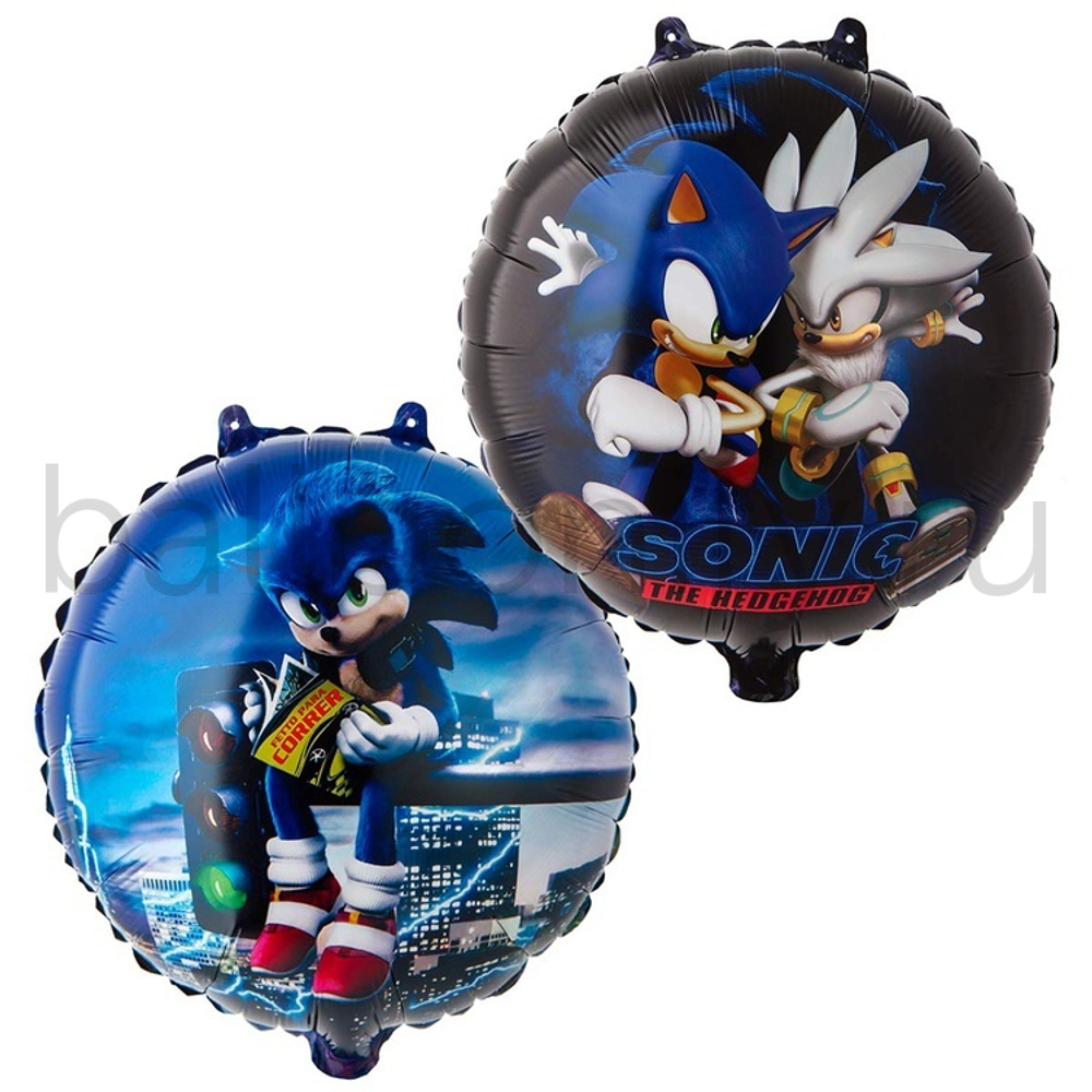 Фольгированная фигура, круг, Ежик Аниме синий читающий 2ст,18"/46СМ