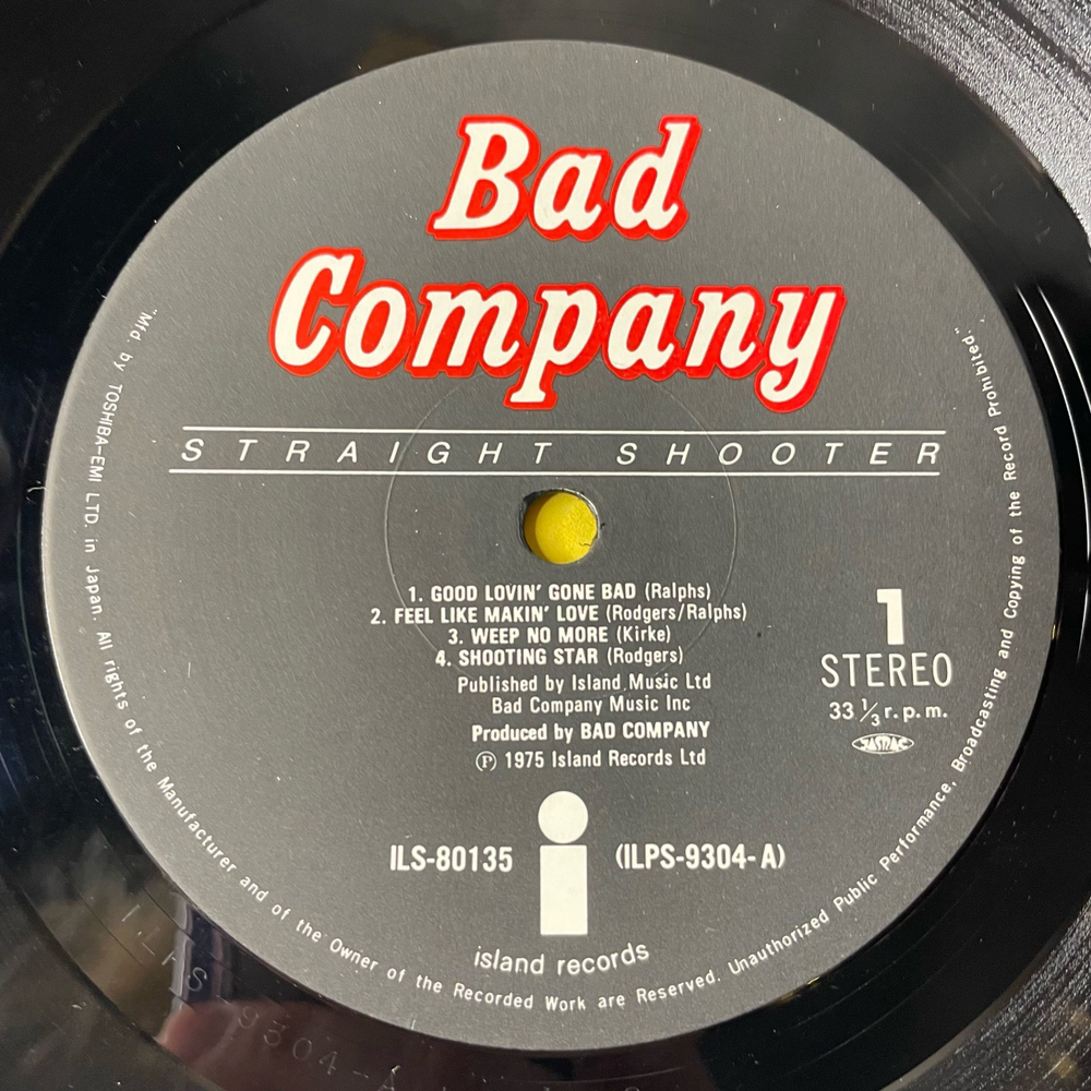 Винтажная виниловая пластинка LP Bad Company Straight Shooter (Япония 1975) (Оби) Deal With The Preacher