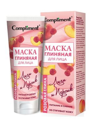 Compliment Маска для лица с розовой глиной, персиком и личи