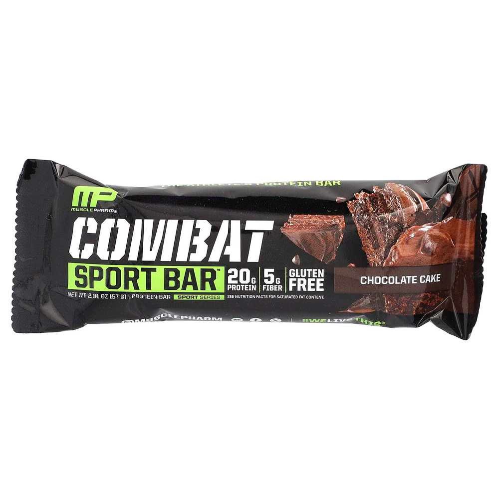 MusclePharm, Батончики Combat Sport, шоколадный торт, 12 батончиков, 57 г (2,01 унции)