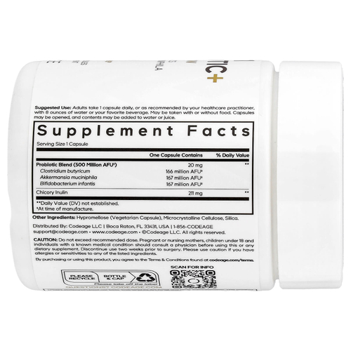 Codeage, GLP-1 Probiotic +, 90 растительных капсул