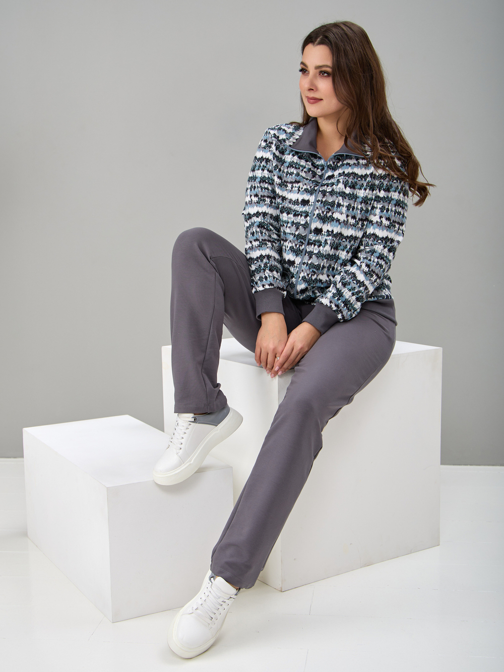 Костюм с брюками КБ-184/серый-акварель