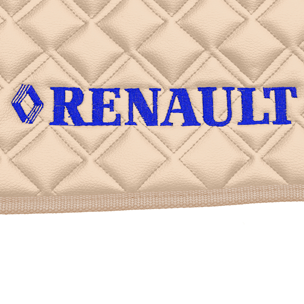 Ковры RENAULT T (автомат) (экокожа, бежевый, бежевый кант, синяя вышивка)