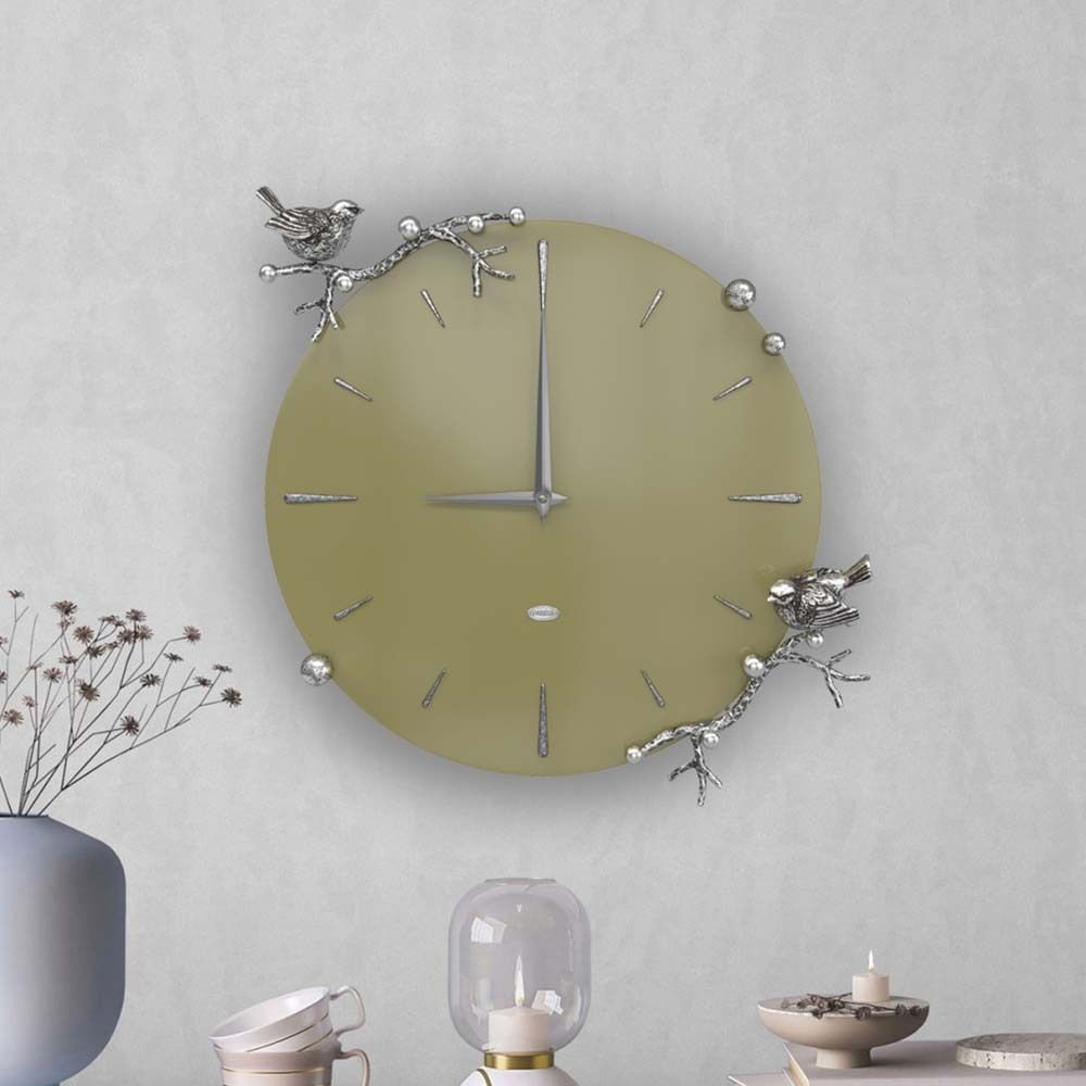 Часы настенные Терра Колор Зеленая олива Сильвер