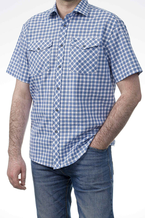 Сорочка мужская VESTER короткий рукав, клетка, хлопок