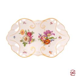Блюдо овальное Queen's Crown Мейсенский букет 35 см