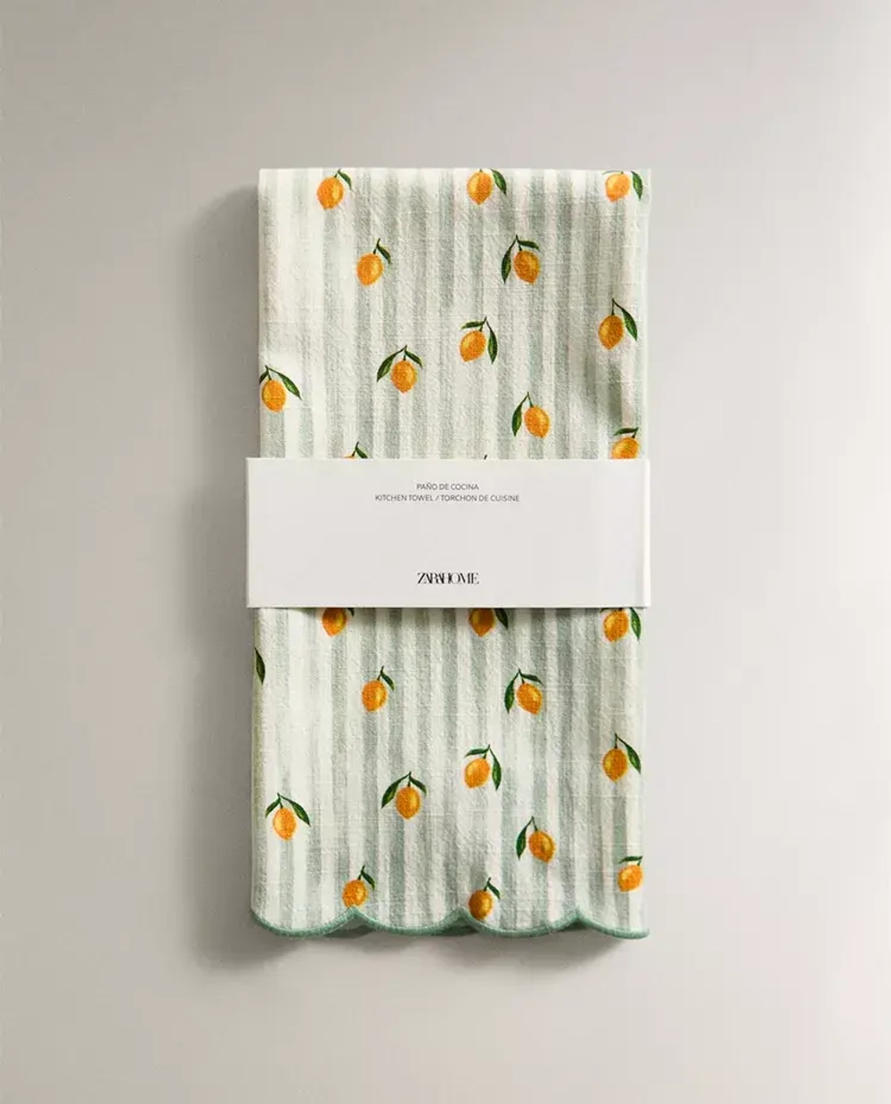 ZARA HOME КУХОННОЕ ПОЛОТЕНЦЕ ИЗ ХЛОПКА С ПРИНТОМ «ЛИМОНЫ», ЖЕЛТЫЙ