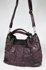 Женская сумка из натуральной винтажной кожи бордового цвета