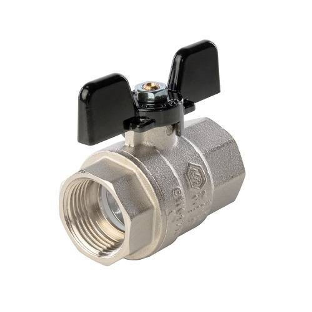 Кран шаровой полнопроходной STOUT - 3/4&quot; (ВР/ВР, PN40, Tmax 150°С, ручка-бабочка черная)