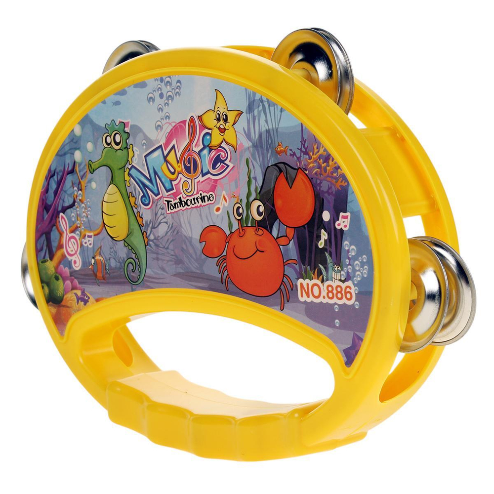 Бубен 16см, желтый, пакет 886