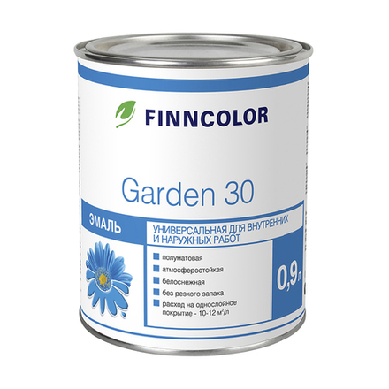 Эмаль универсальная Garden 30 (Гарден 30) FINNCOLOR, алкидная, 0,9 л, белая (база А)