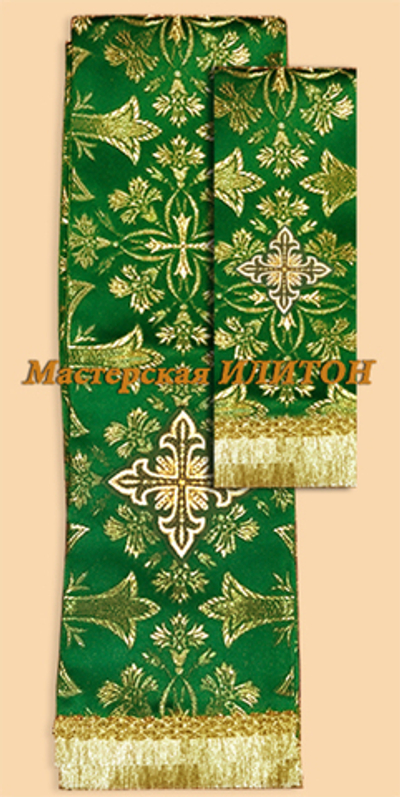 Закладка зеленая с золотом для Евангелия и Апостол из шелка.