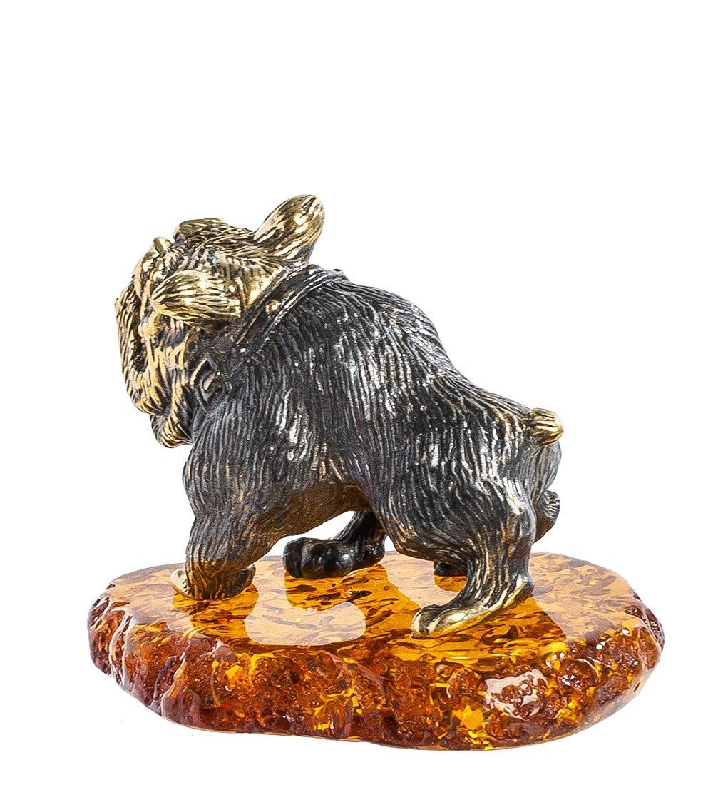 Народные промыслы AM-1301 Фигурка «Английский бульдог» (латунь, янтарь)