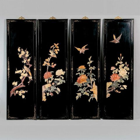 Винтаж: Настенное китайское панно в стиле Шинуазри