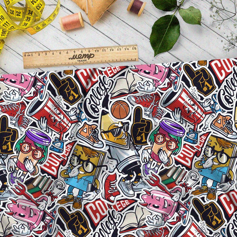 Ткань футер 2-х нитка американские стикеры