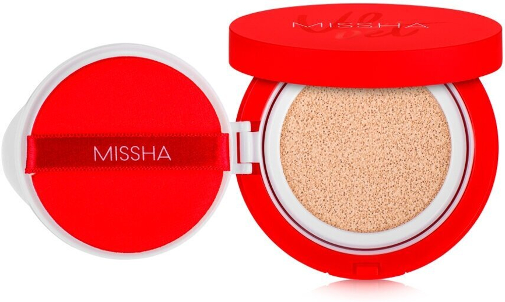 Тональный кушон с матовым финишем. Missha Тон 21 Velvet Finish Cushion SPF50+ PA+++№21 15 гр.