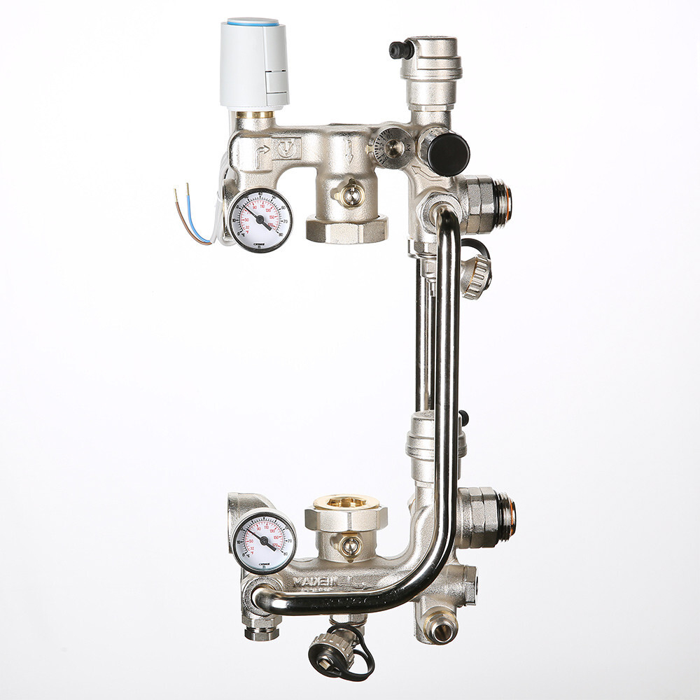Насосно-смесительный узел VALTEC COMBI.S с сервоприводом, без насоса, монтажная длина насоса 180 мм (M) для теплого пола VALTEC COMBI.S