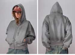 Худи женский Nothomme Monterest vintage washed irregular tie-dye fleece-lined split hoodie