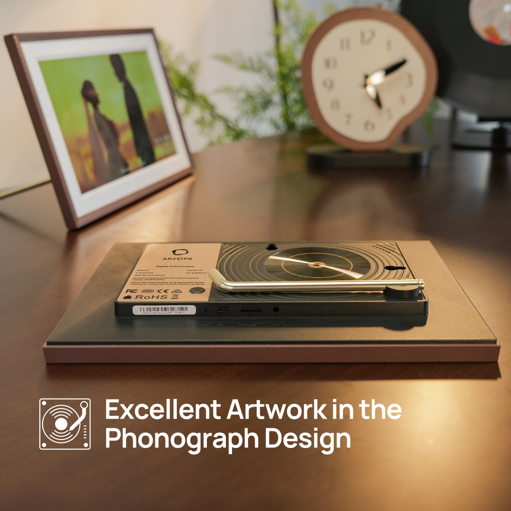 Цифровая фоторамка Arzopa D15 Brown Wi-Fi, 15,6-дюймовый сенсорный экран IPS, разрешение 1920x1080