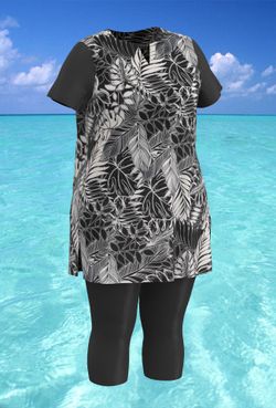 Купальный костюм 17250-17133 черно-белый папоротник