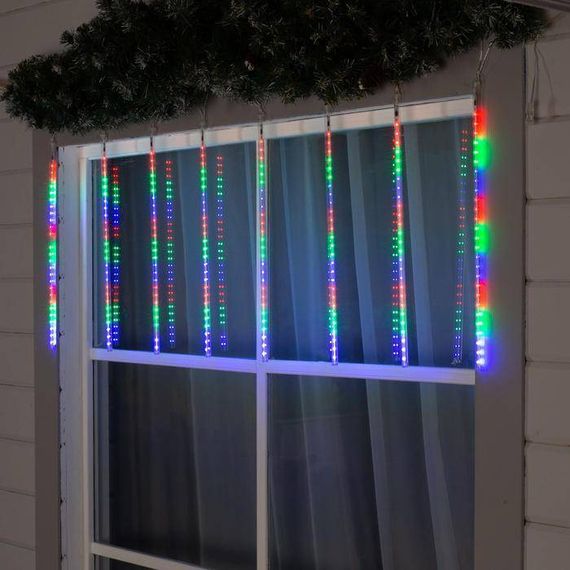 Гирлянда Сосульки 2.5×0.5 м., IP65, прозрачная нить, 288 мульти LED с эффектом стекания, 12 В., Luazon Lighting (5248336)