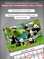 Настенный квартальный стереокалендарь c 3D-эффектом "Панды"