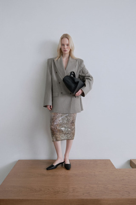 Юбка из пайеток Стелла Маккартни со змеиным принтом бежевый/коричневый